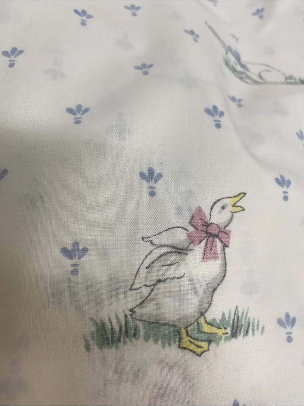 Fieldcrest Full Size Flat Sheet Vintage Tres Jolie Pattern Duck Pig Rabbit Retro